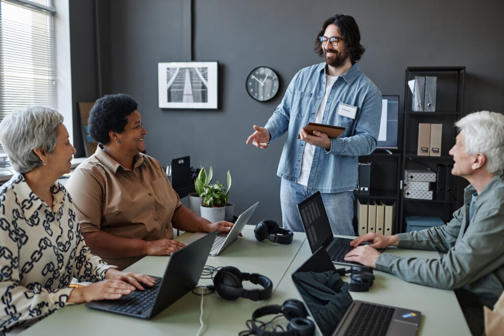 Team participating in a training session as part of IT recruiting in Oklahoma and technology staffing driven by local expertise.