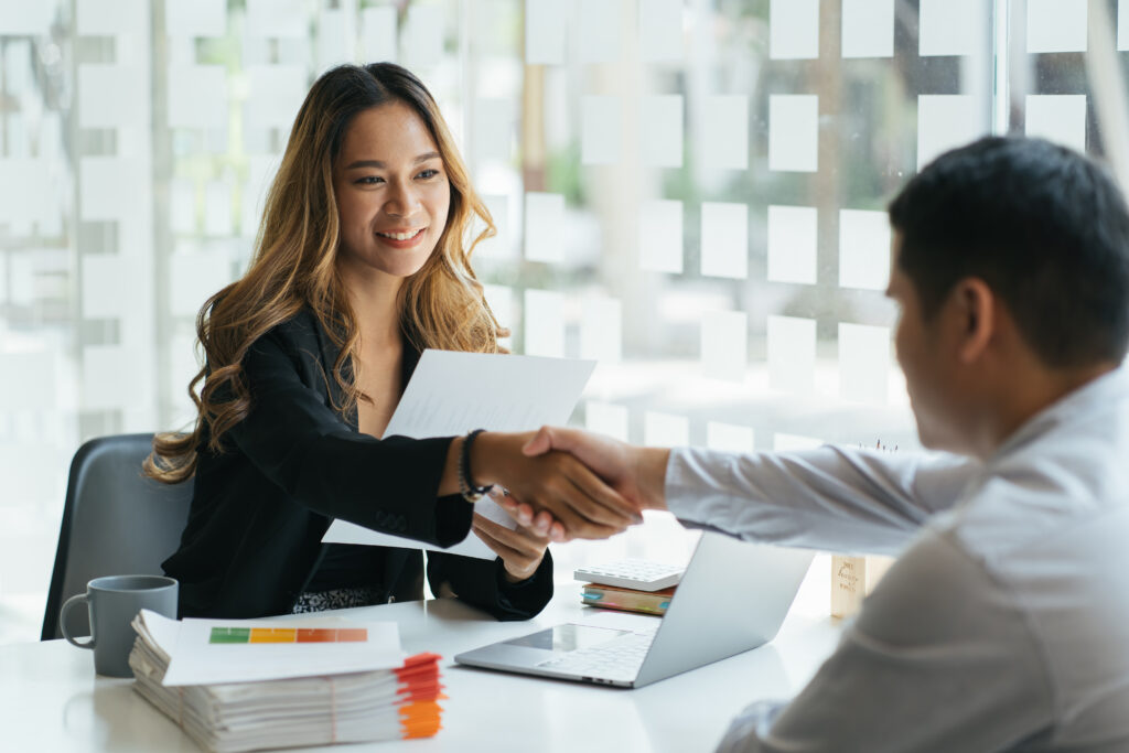 Staffing experts support job interview prep as a candidate successfully completes an interview and receives a new career opportunity